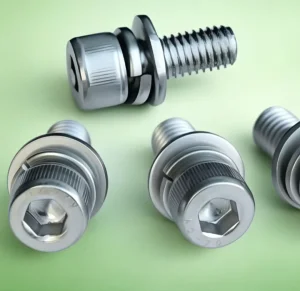 304 Stainless Steel Socket Head Combination Bolts, Pre-Fitted Flat Washer & Spring Washer Hex Socket Machine Screws