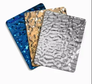 304 Wave Wall Panels Hammered Color Decorative Mirror Water Ripple Stainless Steel Sheet