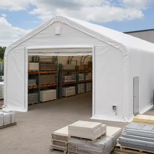 30x60ft Heavy Duty Galvanized Steel Industrial Canopy Tent with Reinforced Tubing and Weatherproof Fabric Cover