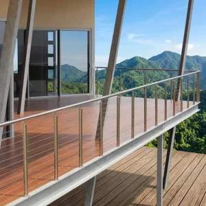 316 Stainless Steel Deck Cable Railing Post Round Column for Outdoor Balcony Terrace Wire Rope System
