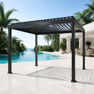 3x6m Gazebo Pyramid Tent Bbq Pavilion Walkway Cover Window Awning Steel Pergola Modern Canopy Adjustable Louvered Roof Shade