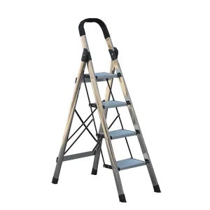 4-6 Step Stainless Steel Lightweight Folding Straight Ladder 150kg Load Capacity EN131 Certified