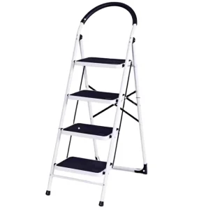 4 Step Folding Steel Ladder Hotel Use Mobile Ladder with Handrail Modern Design