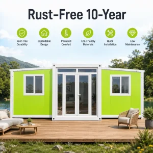 40ft Expandable Container Office Camp, 4 Rooms, Prefab Modular Portable Construction Site Accommodation with Toilet