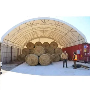 40ftx40ft Container Shelter Double Truss Steel Frame PVC Canopy for Storage Warehouse Workshop with Back Wall