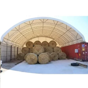 40ftx40ft Container Shelter Double Truss Steel Frame PVC Canopy for Storage Warehouse Workshop with Back Wall