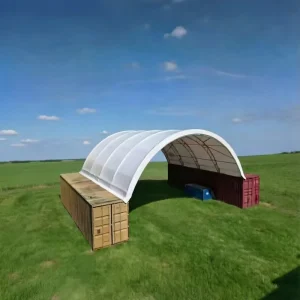 40×40 ft Industrial Double Truss Container Canopy Sturdy Steel Frame for Agricultural Equipment and Material Storage