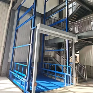42 EC & CE Certified 3 Ton 8m Double Rail Hydraulic Cargo Lift Freight Elevator for Hardware Machinery Factory