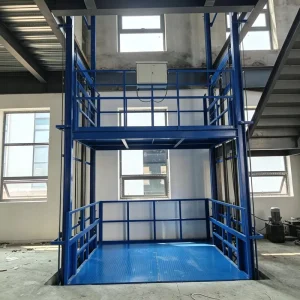 42 EC Compliant 5 Ton 18m Double Rail H Beam Hydraulic Cargo Lift Freight Elevator for Food Processing Factory
