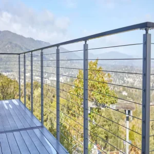 42-inch Balustrade and Handrail Balcony Deck Posts, Side-Mounted Flat Cable Railing, Outdoor
