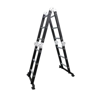 4×3 Black EN131 Certified Multifunctional Large Articulated Collapsible Steel Ladder