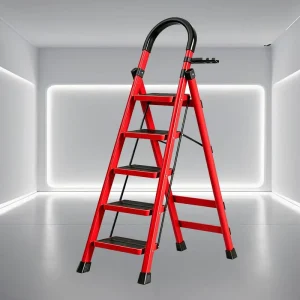 5 Step Modern Aluminium Foldable Ladder with Broad Steps for Home Use Durable Anti-Slip