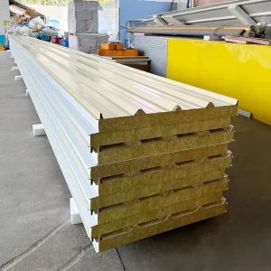 50-150mm Thickness Rock Wool Sandwich Corrugated Roof Panel Customized Density Fireproof Waterproof Eco Friendly Exterior Wall
