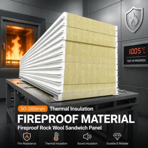 50-200mm Thermal Insulation Rock Wool Sandwich Panel Fireproof Mineral Wool Composite Board for Metal Curtain Wall Building