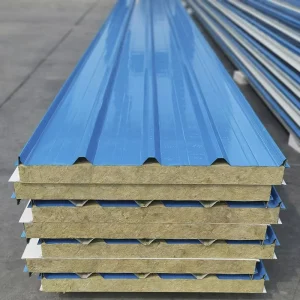 50/75/80/100/120mm Rock Wool Sandwich Wall Panel Interior Wall Metal with Insulated Wall Panel for Workshop Factory