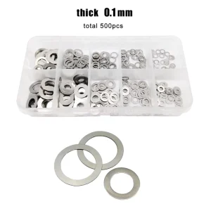 500pcs M3 M4 M5 M6 M8 DIN988 304 Stainless Steel Assortment Ultrathin Adjusting Plain Gasket Flat Washer Ultra Thin Shim Kit Set