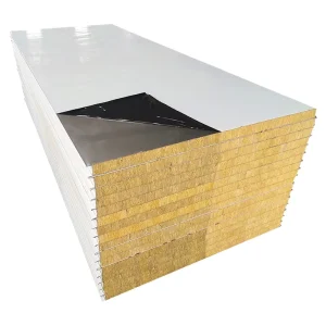50mm 75mm 100mm Rock Wool Sandwich Corrugated Roof Sheet Fireproof Thermal Insulated Building Panel Rock Wool Sandwich Panel