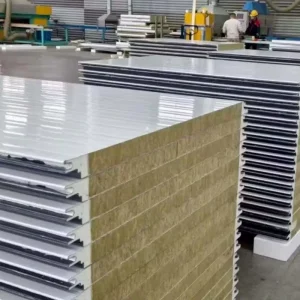 50mm 75mm 100mm Thickness Polyurethane Edge Rock Wool Fireproof Roof Panel for Construction
