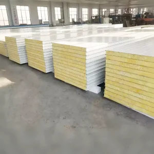 50mm Eco-Friendly Galvanized Steel Glass Wool Fireproof Water Resistant Sandwich Panel Workshop Hotel
