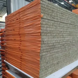 50mm Fireproof Zinc Galvanized Metal Rock Wool Sandwich Panel for Machine Use High Temperature Environments