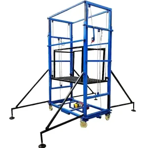 5m 500kg Mobile Electric Scaffolding Elevator Steel Construction Platform with Remote Control, Wire Rope, Folding Ladder, 800W, 220V/110V