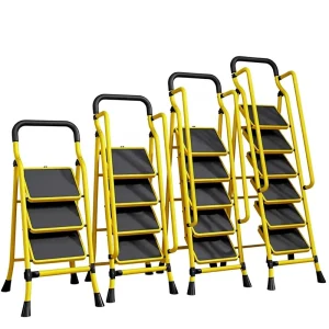 6 Step Stainless Steel Folding Ladder EN131 Certified Anti Slip Portable Household Industrial Straight Ladder 150kg Load
