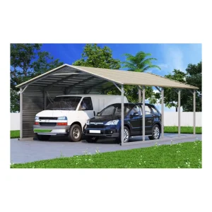 6×3.3×2.2m Partial Enclosed Steel Structure Carport Awning Easy Assemble Car Canopy Steel Garage in USA
