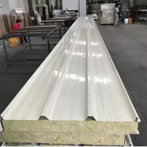 75mm Eco-Friendly Fireproof Water Resistant Rock Wool Galvanized Steel Sandwich Panel Workshop Hotel Cold Room