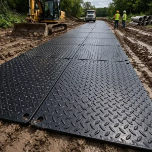 80-Ton Load Capacity Anti-Slip Ground Protection Plate, Temporary Road Mat for Heavy Equipment Access