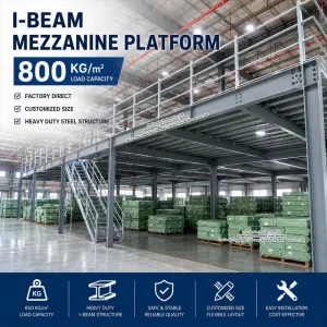 800KG Per square Meter Weight Heavy Duty I Beam Steel Structural Platform Mezzanine Floor for Industrial Warehouse Storage