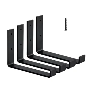 9.25″ Black Industrial Rustic Metal J Bracket with Lip for Open Shelving