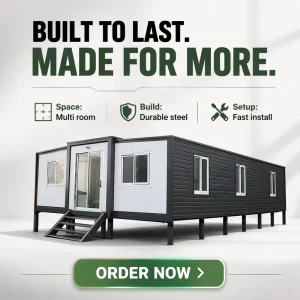 9ft High Ceiling 1 Hour Rapid Deployment 40ft Expandable Container House with Full Ventilation for Large Scale Labor Camp