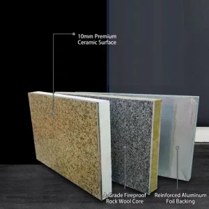 A-Grade Fireproof 10mm Ceramic Surface Integrated Insulation Decoration Board Rock Wool Exterior Wall Cladding Panel for Villa