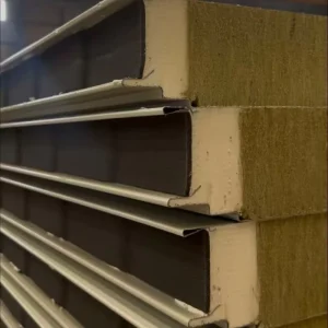 A Grade Fireproof Mineral Wool Sandwich Panel with PU Side Sealing Waterproof Insulated Wall Panel for Modern Warehouse