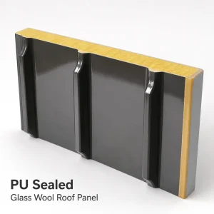 A1 Fireproof PU Edge Sealed Glass Wool Panel for Factory Clean Room Workshop Wall PU Sealed Glass Wool Sandwich Panel