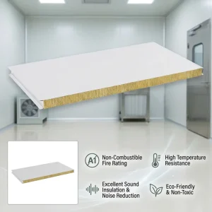 A1 Fireproof Rock Wool Sandwich Panel for Roof and Wall Cleanroom Partition Thermal Insulation Color Steel