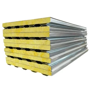 A1 Modern Design Fire Rated High Density Metal Insulated Board Color Steel Rock Wool Wall Roof Sandwich Panel Fireproof