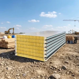 A2 Grade Non-combustible Rock Wool Sandwich Panel with PU Sealed Edge for Warehouse Construction