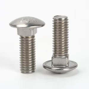 ASME B18.5 304 Stainless Steel Coach Bolt Cup Square Bolt Mushroom Head Square Neck Bolts for Machinery Assembly