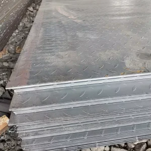ASTM A36 Hot Rolled Mild Carbon Chequered Steel Sheet Plate Slip Resistance Decking Flooring Stair Treads Cutting