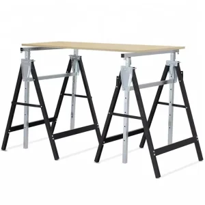 Adjustable Height 80 130cm Steel Telescopic Folding Sawhorse Builder Trestle Worktable Powder Coated Galvanized Portable