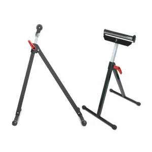 Adjustable Height Foldable 60 kg Steel Single Roller Stand Sawhorse Trestle for Woodworking Benches