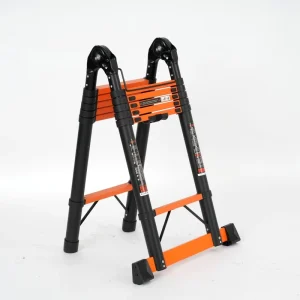 Adjustable Portable Heavy-duty Multi-purpose Double Side Carbon Steel Telescopic Ladder with Hinge Lock