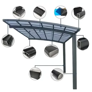 Aluminum Alloy Canopy & Carport 6000 Series Modern Garage Car Pergola 5×4 with Bending Cutting Welding Services