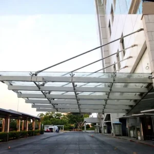 Aluminum Alloy Frame Waterproof Glass Canopy for Supermarket Use