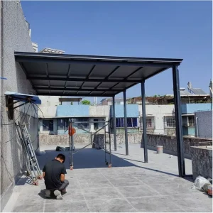 Aluminum Alloy Modern Fixed Canopy Exterior Outdoor Courtyard Windproof Rain Sun Shelter Powder Coated Stainless Steel