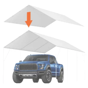 Aluminum Carport Canopy Cover, 10 x 20 ft, White, Waterproof, Peak Roof, UV Protected