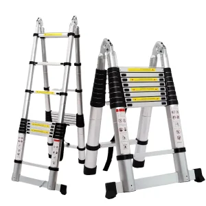Aluminum Telescopic Folding Ladder 5 Steps 150kg Load Capacity Minimalist Design Climbing Angles 59 75 for Household Use