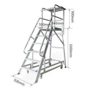 Aluminum Work Platform Industrial Movable Platform Ladder For Warehouse Workshop Construction