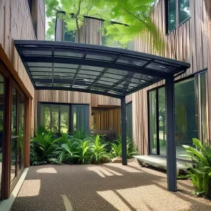 Amas Snow Resistance 5.5*3*3m Garage Prefab Luxury 2 Post Waterproof Car Port Alu Parking Aluminium Door Single Carport